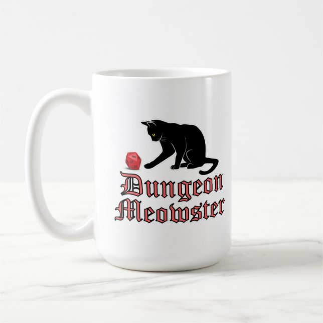 Dungeon Meowster Funny RPG Cat with Dice Kaffemugg (Vänster)