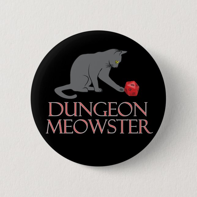 Dungeon Meowster Funny RPG Cat with Dice Knapp (Framsida)