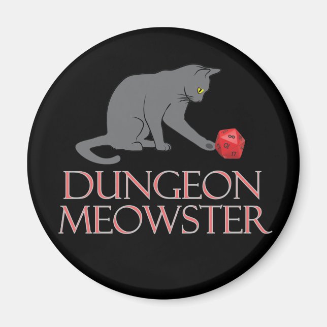 Dungeon Meowster Funny RPG Cat with Dice Magnet (Framsidan)