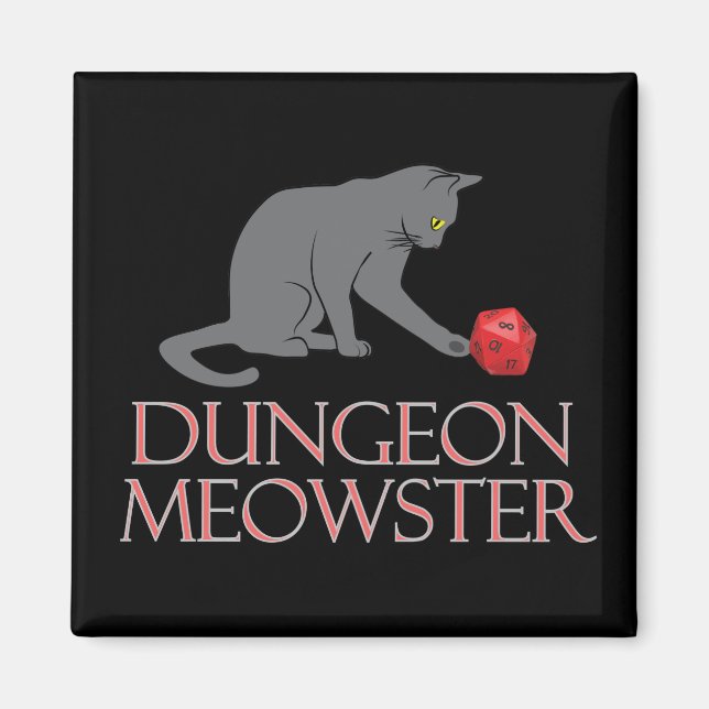 Dungeon Meowster Funny RPG Cat with Dice Magnet (Framsidan)