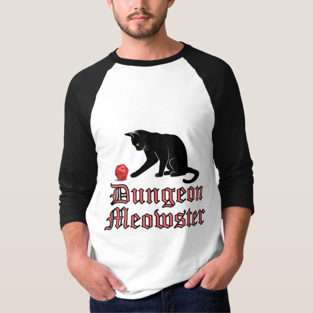 Dungeon Meowster Funny RPG Cat with Dice T Shirt (Framsida)