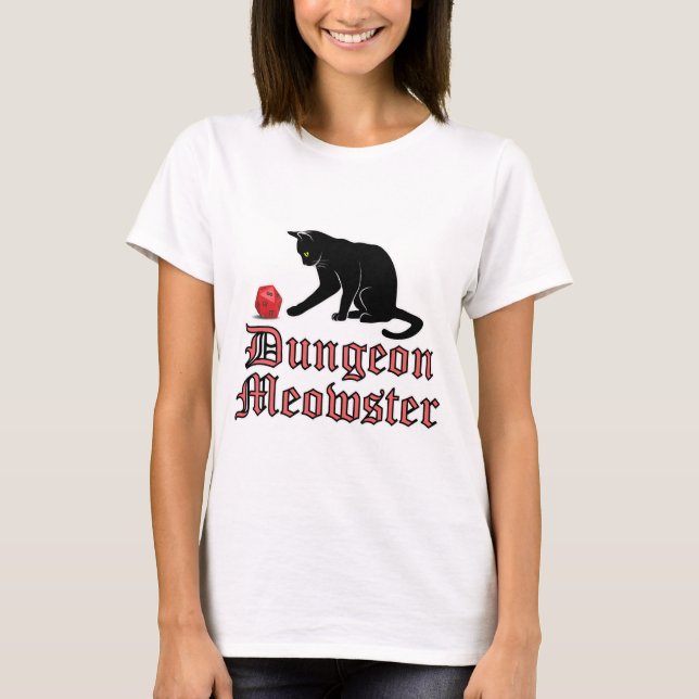 Dungeon Meowster Funny RPG Cat with Dice T Shirt (Framsida)