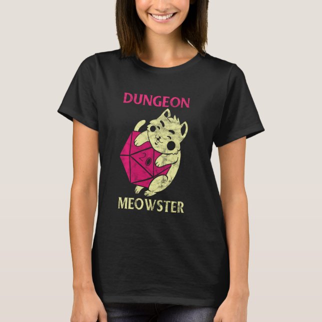 Dungeon Meowster Gamer Geek Cat Introvert T Shirt (Framsida)