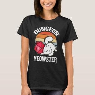 Dungeon Meowster Nerdy D20 Dice Nerd Kitten Cat Rp T Shirt