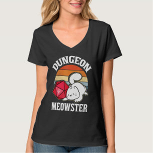Dungeon Meowster Nerdy D20 Dice Nerd Kitten Cat Rp T Shirt