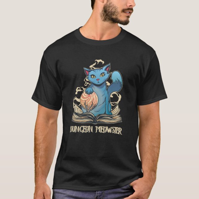 Dungeon Meowster Nerdy Gamer Cat T Shirt (Framsida)