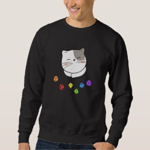 Dungeon Meowster och Nerdy Cat Polyhedral Dice Set Lång Ärmad Tröja