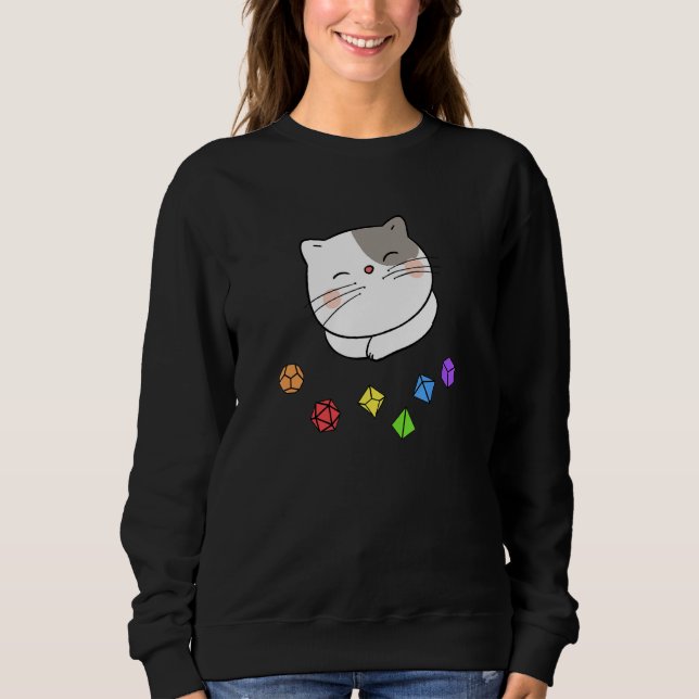 Dungeon Meowster och Nerdy Cat Polyhedral Dice Set T Shirt (Framsida)
