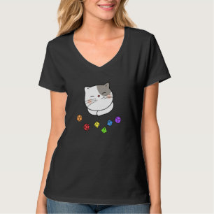 Dungeon Meowster och Nerdy Cat Polyhedral Dice Set T Shirt