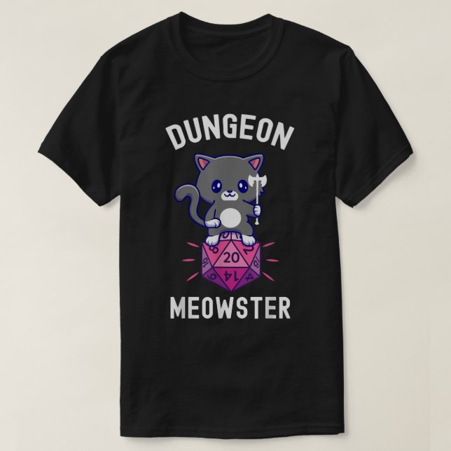 Dungeon Meowster RPG Dice Fairy Kawaii Cat T Shirt (Design framsida)