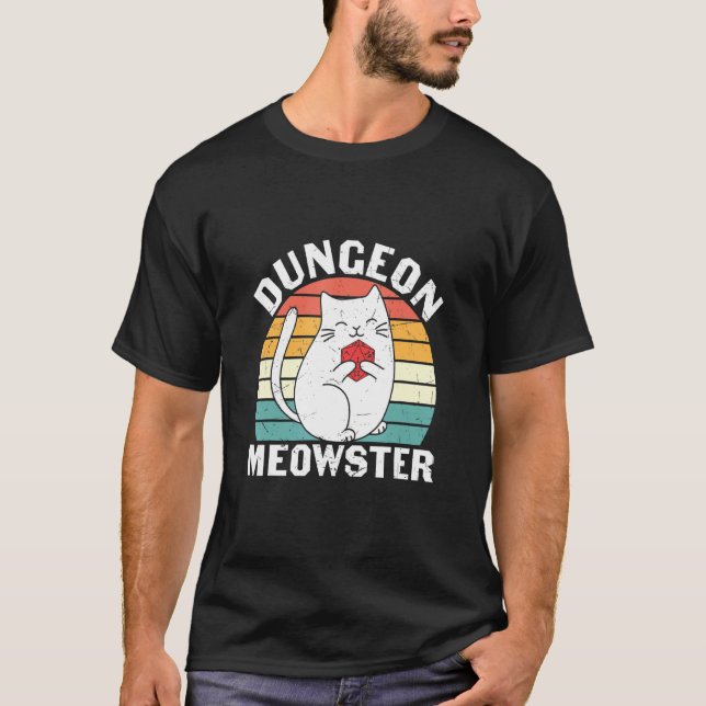 Dungeon Meowster Rpg Tabletop Gaming Dm Role Playe T Shirt (Framsida)