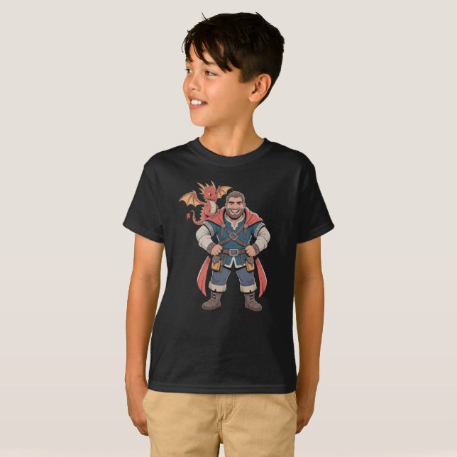 Dungeon pappa med Dragon Assion T Shirt (Hel framsida)