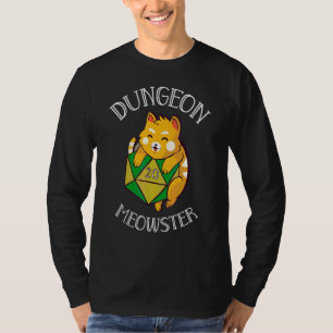Dungeon Retro Meowster RPG Quest Dice Compensation T Shirt