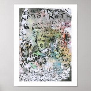 Dungeonklyftaformgivare noterar målning poster