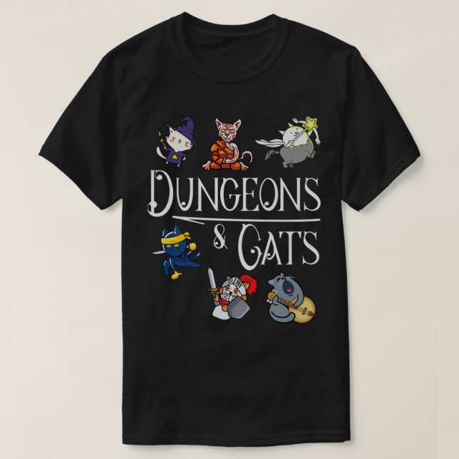 Dungeons and Cats Funny Dragon Cat Kitten Älskare  T Shirt (Design framsida)
