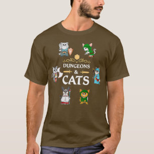 Dungeons and Cats RPG D20 Fantasy Roleplay T Shirt