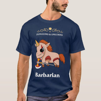 Dungeons and Unicorns RPG D20 Barbarian Rage T Shirt