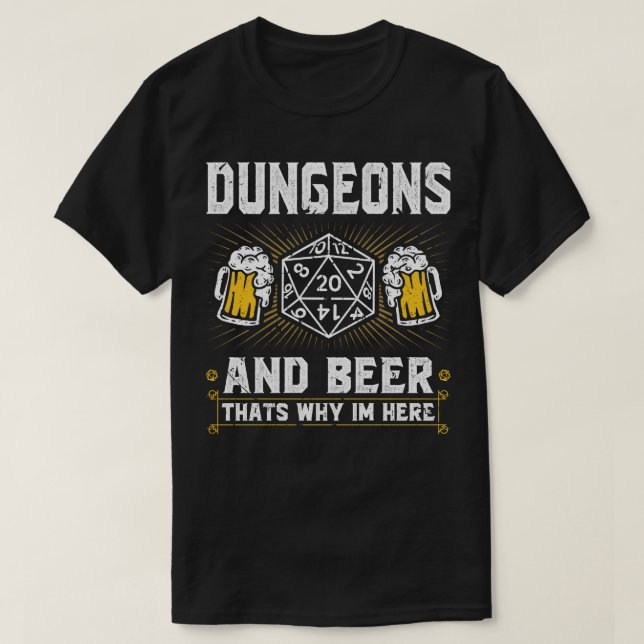 Dungeons Beer Funny RPG Dice Roleplay T Shirt (Design framsida)