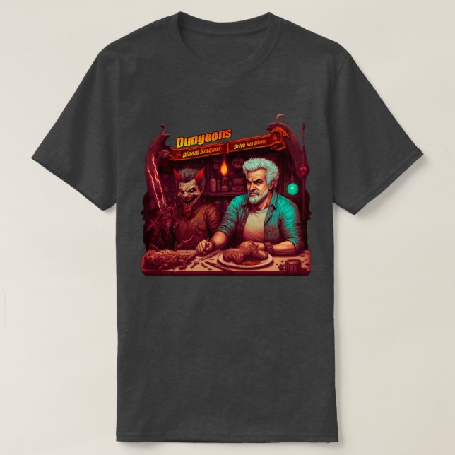 Dungeons Diners Dragons Drive Ins Dives fantasi T Shirt (Design framsida)