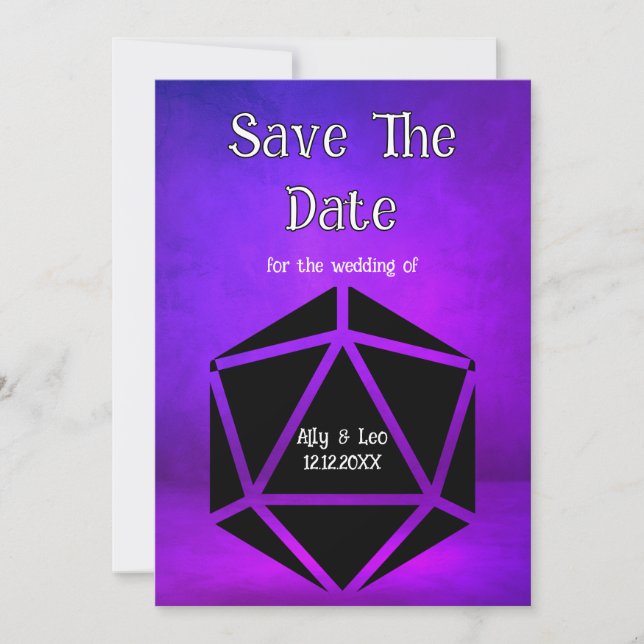 Dungeons & Dragons Bröllop D20 Tärningar Spara Dat Inbjudningar (Framsida)