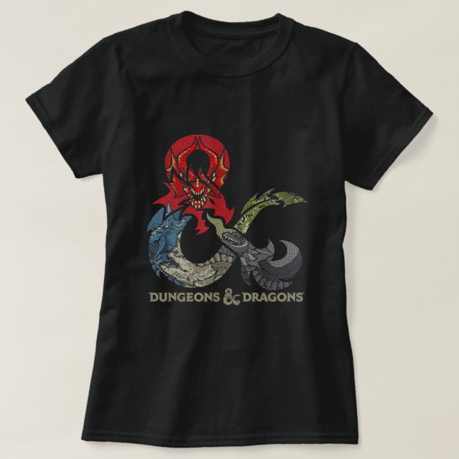 Dungeons Dragons Dragon Ampersand Logotyp Classic  T Shirt (Design framsida)