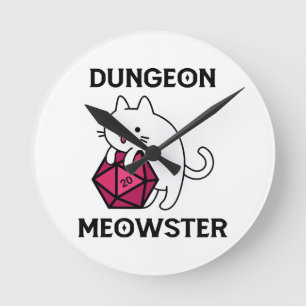 Dungeons Meowster Katt Rolig Rund Klocka