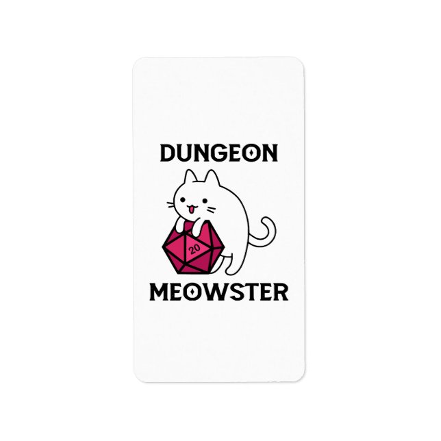 Dungeons Meowster Katt Rollig Adressetikett (Framsidan)