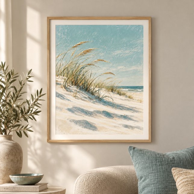 Dungräs Band Konsttryck Poster (Styled display of Dune Grass Ribbon Art Print. Frame, mat and furnishings shown for illustration; select framing options separately.)