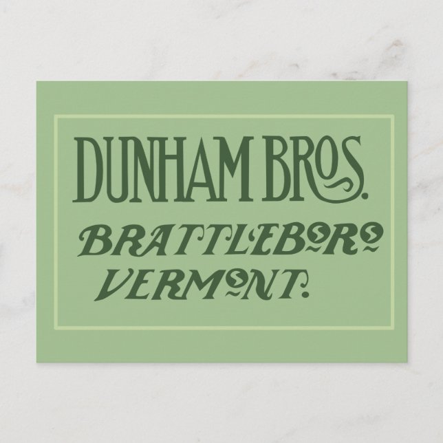 Dunham Bros. Brattleboro, VT-vykort Vykort (Framsida)