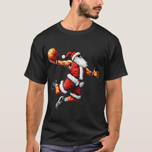 Dunk it Jultomten Basketball Julgran T Shirt (Framsida)