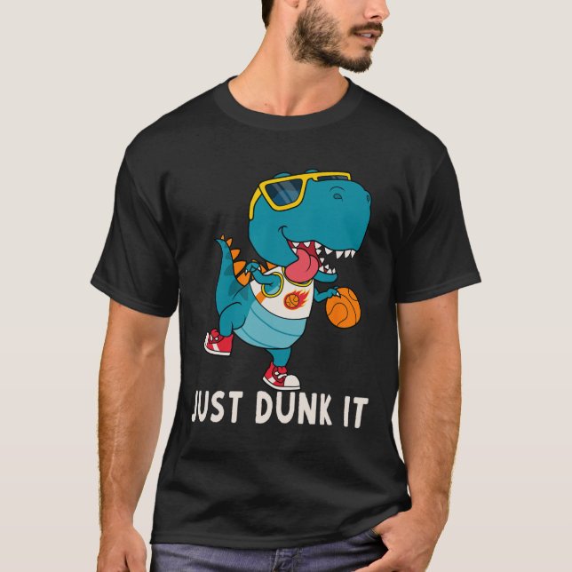 Dunk IT-Roligten Dinosaur Bysketbyll League Slam D T Shirt (Framsida)