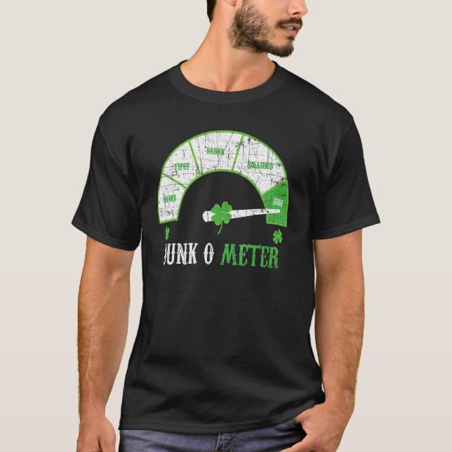 Dunk O Meter Irish Beer Drinking Alcohol Drinker T Shirt (Framsida)