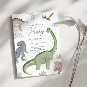 Dunka, knacka och rytande! Dinosauriers födelsedag Inbjudningar