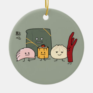 Dunkel bulle för bullar för summagrisBao Shaomai Julgransprydnad Keramik