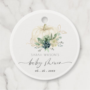 Dunkelblå Grön Sukkulent Pumpa Baby Shower Gåvor Etiketter
