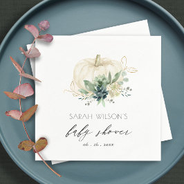 Dunkelblå Grön Sukkulent Pumpa Baby Shower Pappersservett