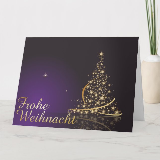 Dunkelviolettes Weihnachtsmotiv mit Weihnachtsbaum Kort (Framsida)