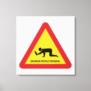 DUNKEN MÄNNISKOR SOM KRYSSERAR TRAFIKSIGN CANVASTRYCK