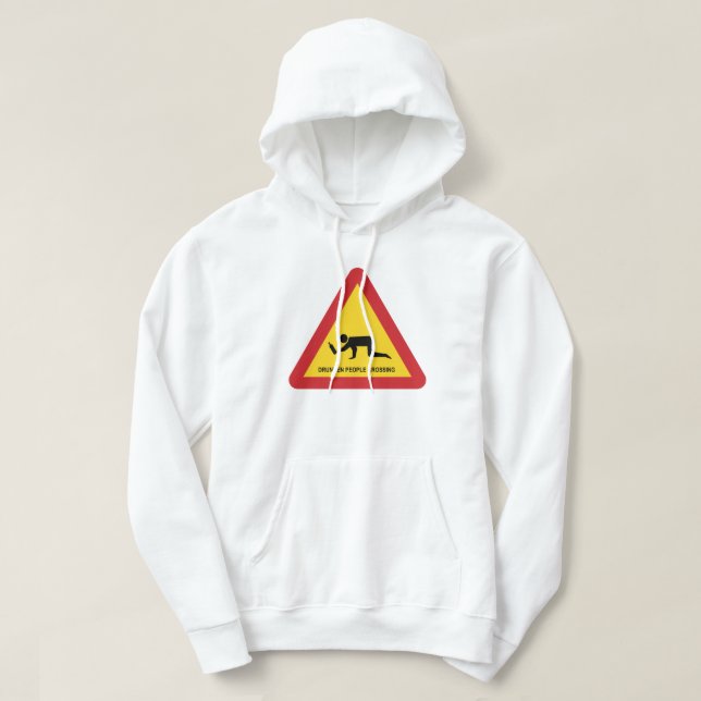 DUNKEN MÄNNISKOR SOM KRYSSERAR TRAFIKSIGN HOODIE (Design framsida)