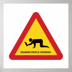 DUNKEN MÄNNISKOR SOM KRYSSERAR TRAFIKSIGN POSTER