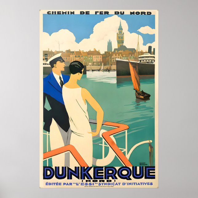 Dunkerque Chemin de Fer du Nord Affisch Retro (Framsidan)