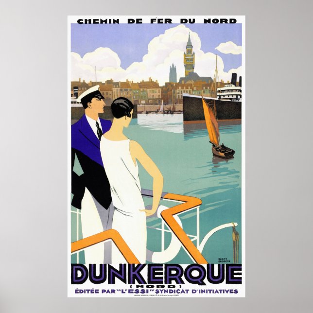 Dunkerque Frankrike Vintage resor Poster återställ (Framsidan)