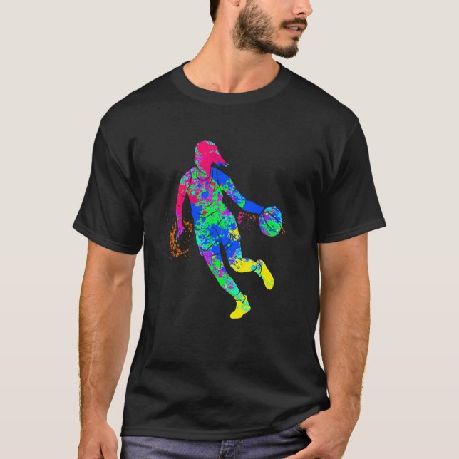 Dunking basketball player basket basketball player t shirt (Framsida)