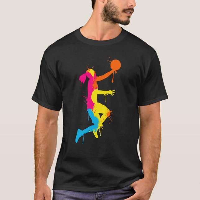 Dunking basketball player basket basketball player t shirt (Framsida)