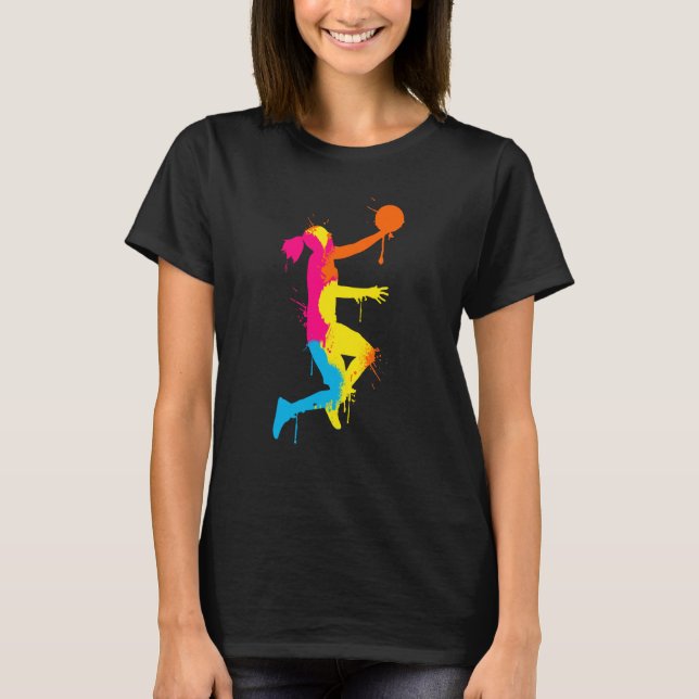 Dunking basketball player basket basketball player t shirt (Framsida)