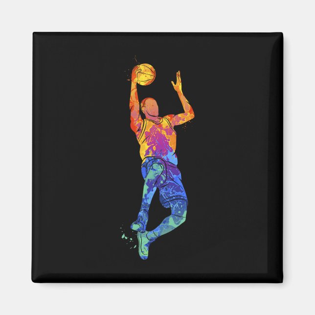 Dunking Basketball Player Basketball Graphic Magnet (Framsidan)
