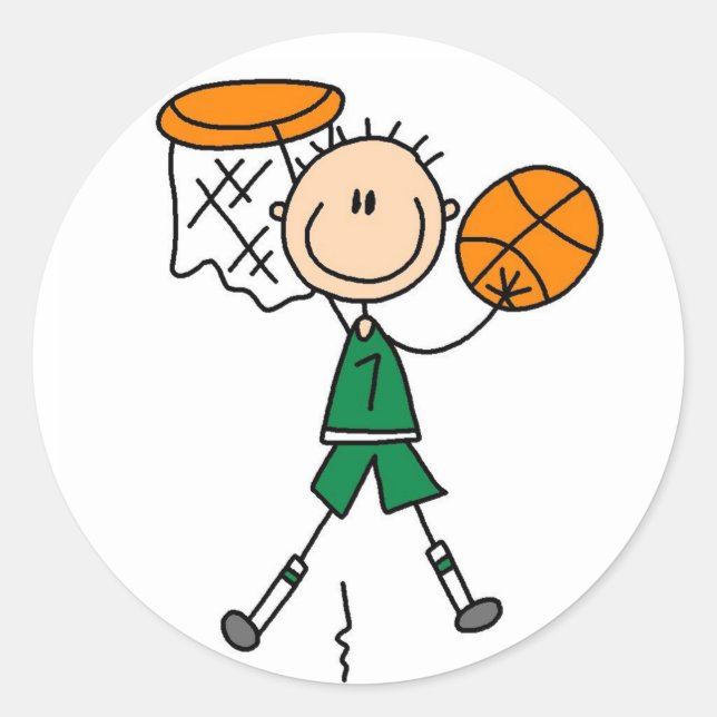 Dunking Basketball Sticker Runt Klistermärke (Framsida)
