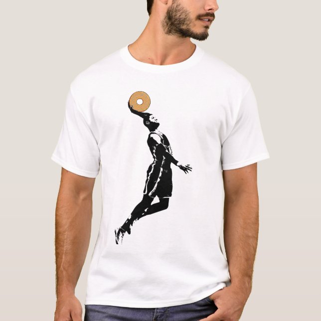 Dunking Donuts Basketball Funny B-boll Älskare T Shirt (Framsida)
