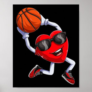 Dunking Heart Basketball Poster