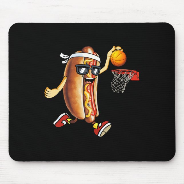 Dunking Hotdog i Bread Roll som spelar basket Sp Musmatta (Framsidan)